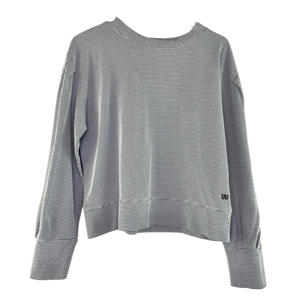 Albion Serena Cropped Pullover Textured Wideneck Sweater in White and Black - Picture 2 of 6